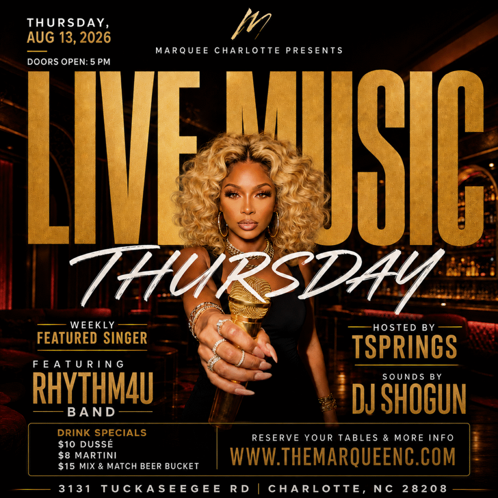 Live Music Thursday at Marquee flyer for August 13, 2026