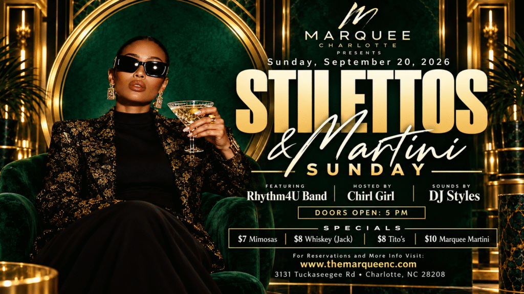 Stilettos and Martini Sunday flyer for September 20, 2026
