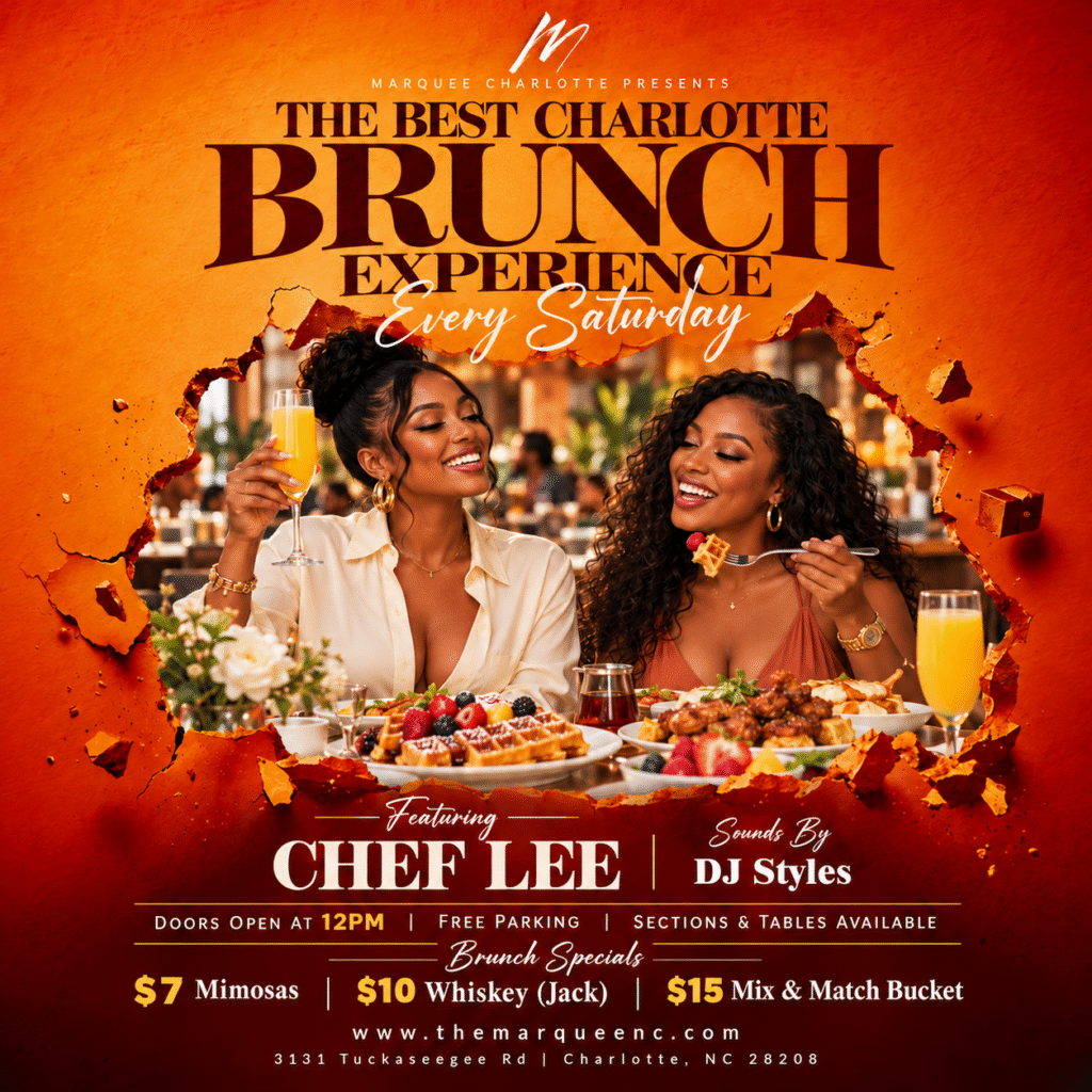 Saturday brunch at Marquee Charlotte featuring Chef Lee and DJ Styles on October 17, 2026