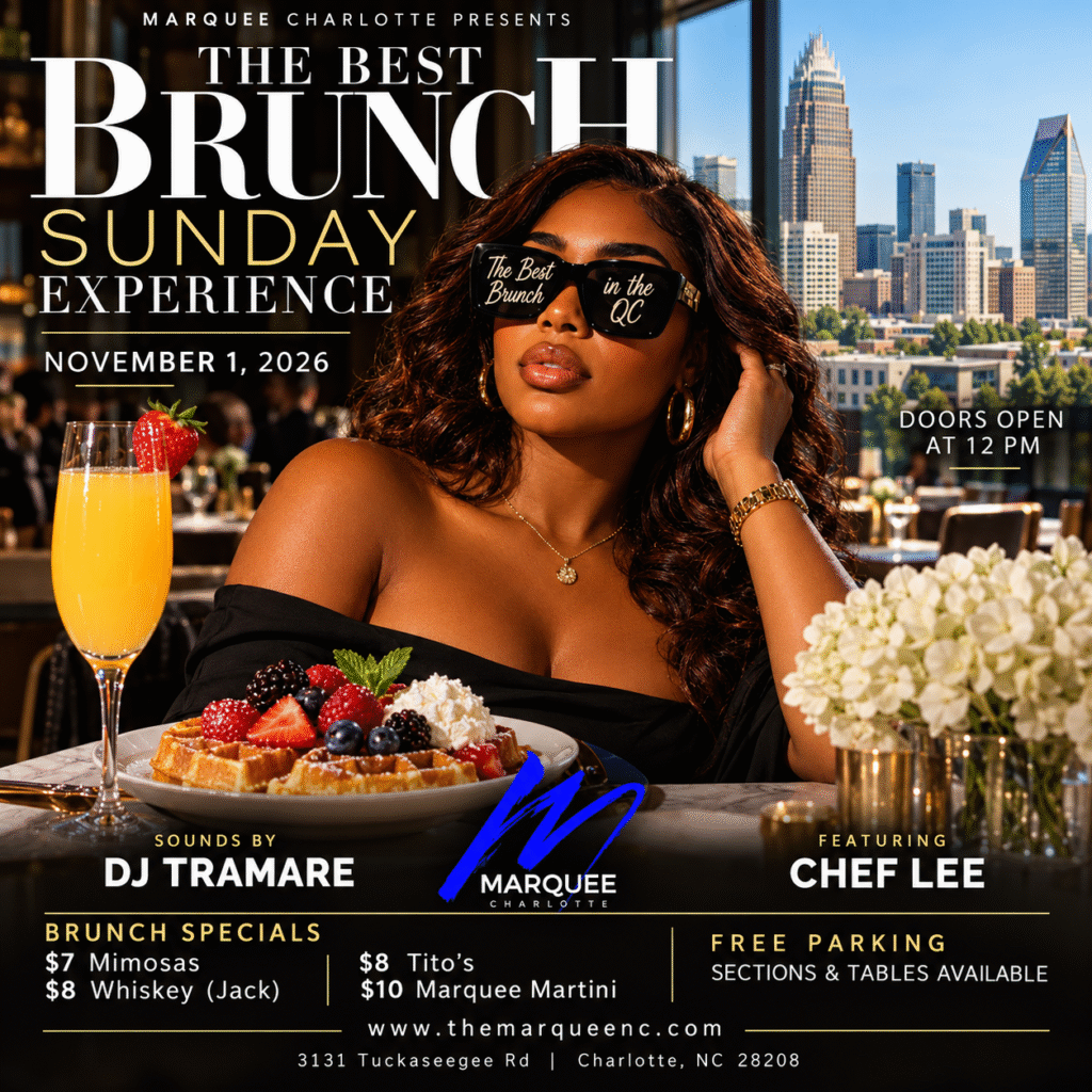 Sunday brunch at Marquee Charlotte featuring Chef Lee and DJ Tramare on November 1, 2026
