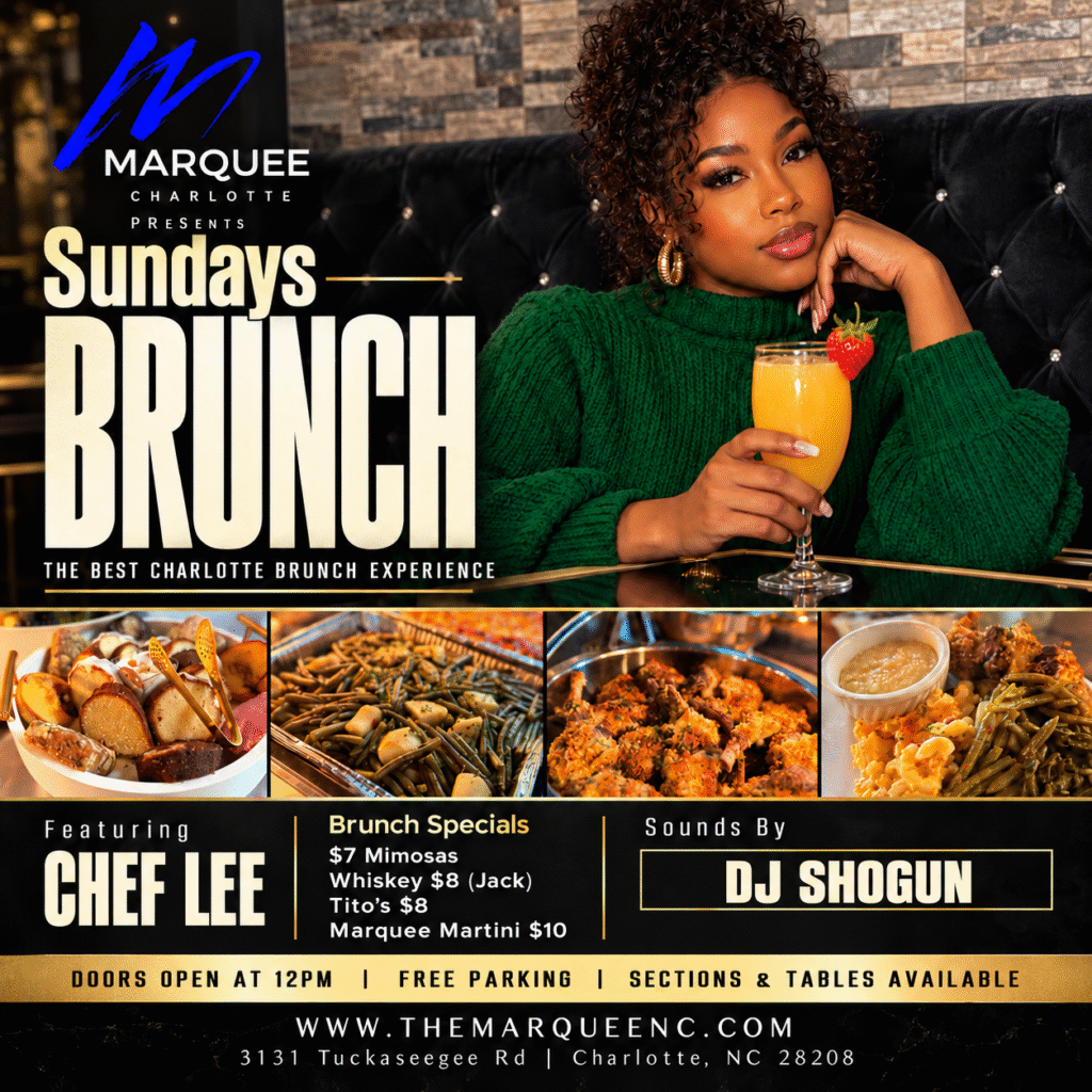Sunday brunch at Marquee Charlotte featuring Chef Lee and DJ Shogun on October 25, 2026